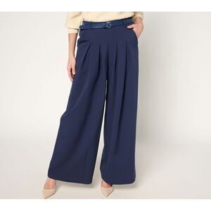 BEAUTIFUL by Lawrence Zarian Women's Pants Sz XL Belted Wide Leg Blue A685073